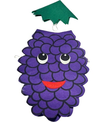 Kaku Fancy Dresses Grapes Cutout Costume With Cap For Kids (Free Size)