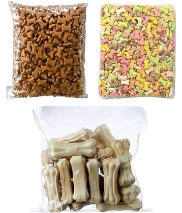 Black nose Dog Chew 3 Inch 4 Calcium Bone and Freshly Baked (Cocoa & Mix) Dog Biscuit Each 100Gm