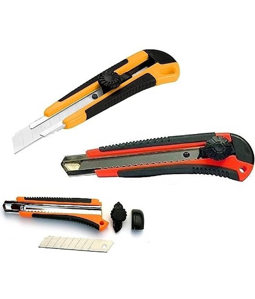 FREEDY Heavy Duty 18 mm Cutter Knife Utility Knife Box Cutters, Utility Knife Retractable, Compact, Extended Use for Heavy Duty Office, Home, Craft Arts (Color as per Availability)