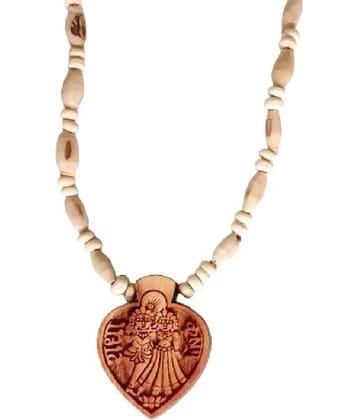 Tulsi Original & Natural Wood Tulsi Kanthi Mala With Shri Radhe Krishna Murti Pendant Locket