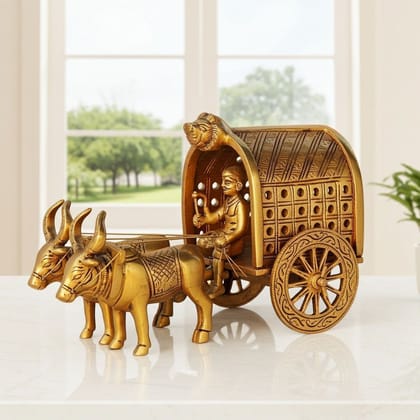 Brass Showpiece Decorative Bull Cart, Height : 5.5 Inch (BSMAS1745 D)