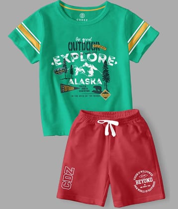 CODEZ Pack of 2 Boys Cotton Blend T-Shirt & Shorts Set ( Multicolor )