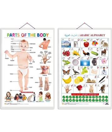 Set of 2 Parts of the Body and Arabic Alphabet (Arabic) Early Learning Educational Charts for Kids | 20"X30" inch |Non-Tearable and Waterproof | Double Sided Laminated | Perfect for Homeschooling, Kindergarten and Nursery Students