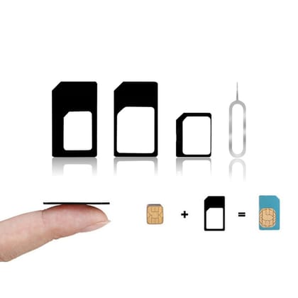 4-in-1 Nano SIM Card Adapter with SIM Ejector Pin  Universal SIM Card Converter for Standard, Micro, Nano SIM Cards, Easy to Use & Convenient.