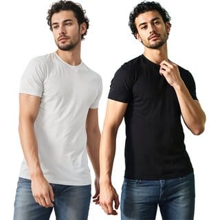(Pack Of 2) PrintCulture Solid Men White and Black Active Wear T-Shirt
