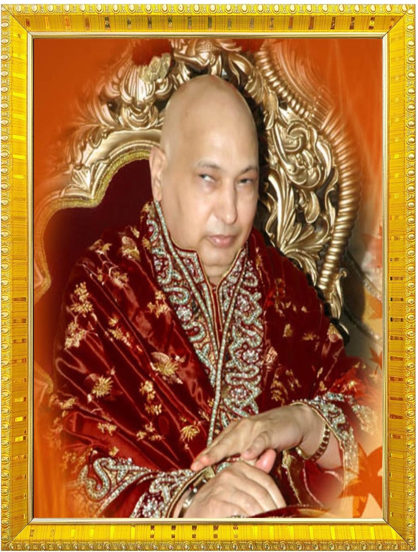 NOKKES Jai Guru Ji Swaroop Shukrana Guru Ji Golden 5X7 Inch Photo Frame_AQW32
