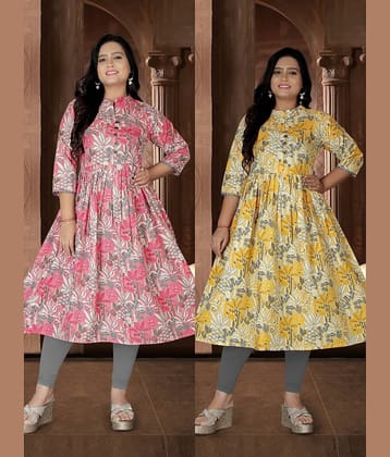 Hetsa Women Cotton Printed Anarkali Kurti ( Multicolor )