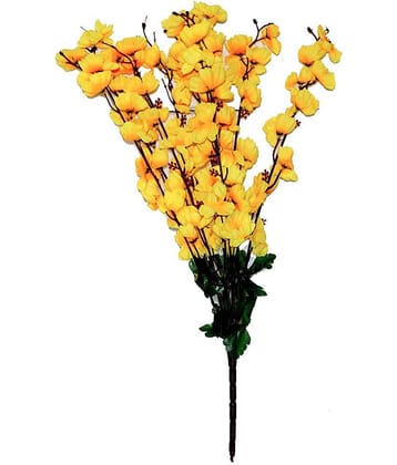YUTIRITI Orchids Yellow Artificial Flowers Bunch - Pack of 1