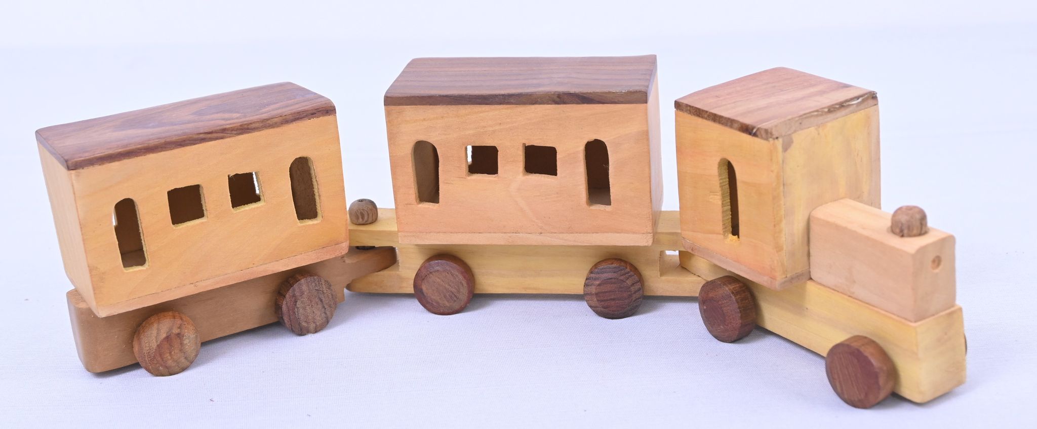 Natural Wood Toy Train Set