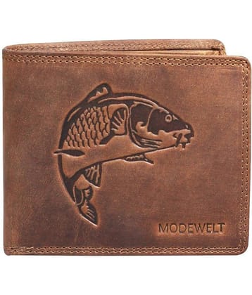 MODEWELT Brown Leather Men's Regular Wallet ( Pack of 1 )