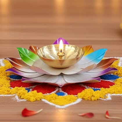 Brass Decorative Colourful Deepak (ZMAS567 D)