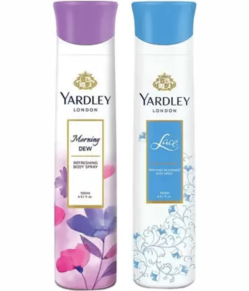 Yardley London Lace Morning Dew Deodorant Spray - For Men & Women  (150 ml each, Pack of 2).