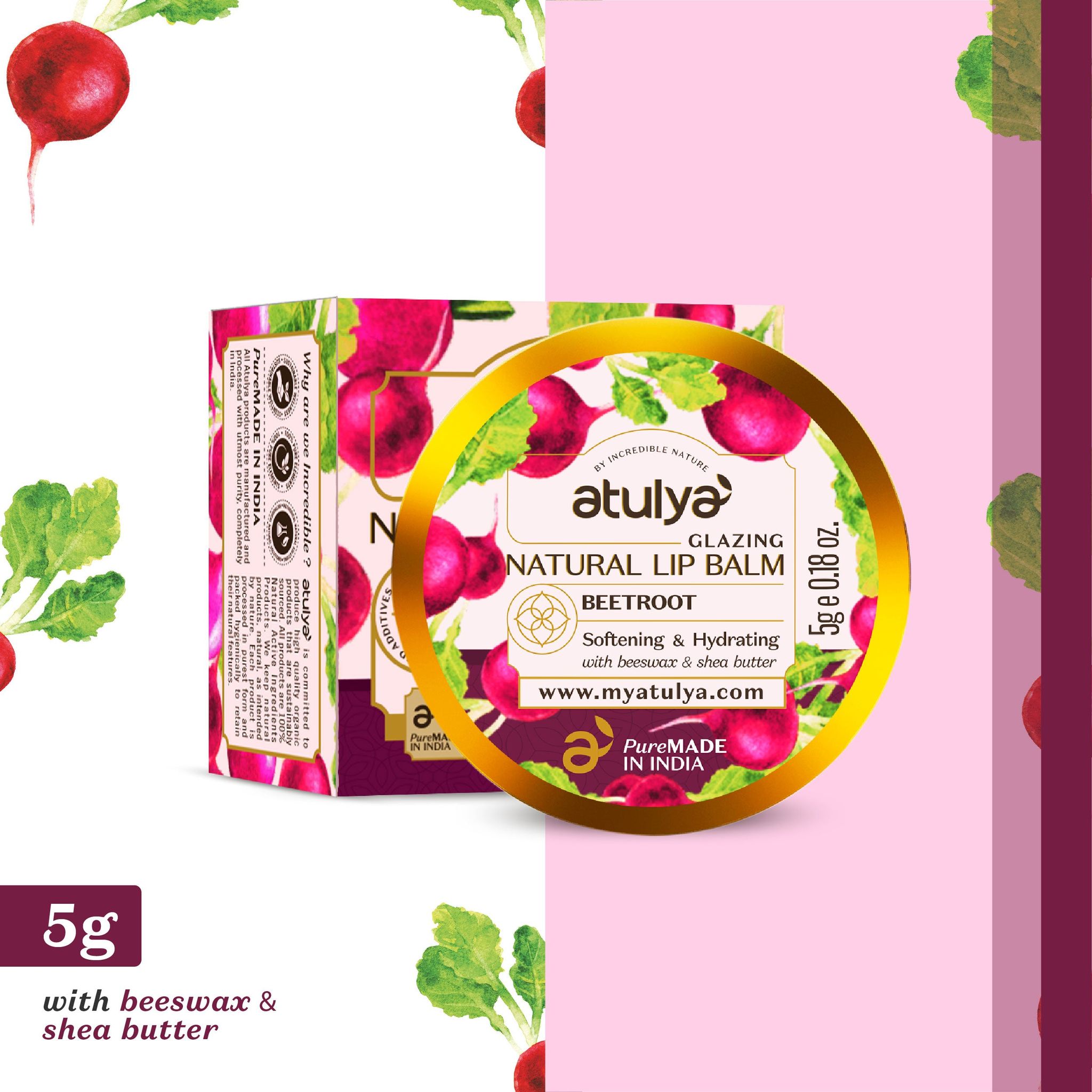 Atulya Beetroot Lip Balm | Softening and Hydrating - 5gm
