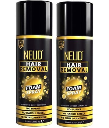 NEUD Hair Removal Foam Spray with No Burns, Harsh Smell or Skin Darkening, 200 ml Each (Pack of 2)