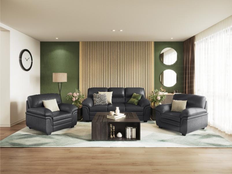 Orleans Plus 1 Seater Sofa (Leather, Black)