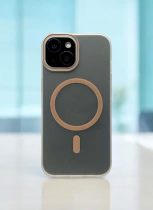 Brown Ring Clear Case with Anti Yellow Protection for iPhone 15