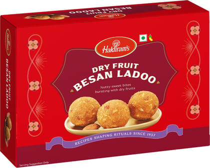Haldiram's Dry Fruit Besan Laddu Pack | Rich Besan Ladoo with Nuts | Premium Festive Mithai Box (400 g) - Pack of 2