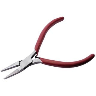 Plier Flat Nose with V-Spring Stainless Steel 4.5 inch (115 mm) Red For Jewellery Making, Model Making, Craft Arts