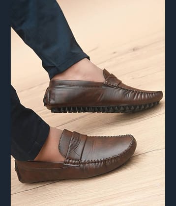 Prolific Artificial Leather Brown Formal Loafers