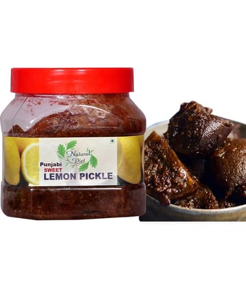 Natural Diet Punjabi Sweet & Sour Lemon Pickle Khatta- Meetha Nimbu ka Achar Pickle Jar | Mouth-Watering Pickle 500 g