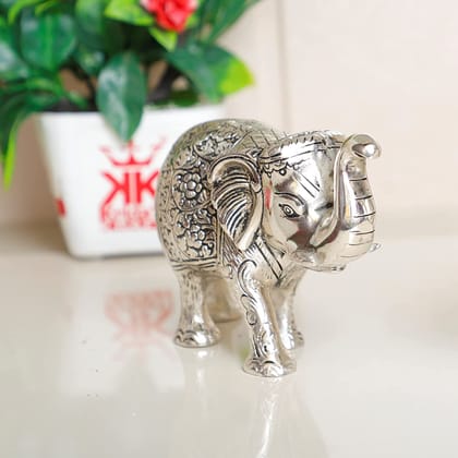 DreamKraft Metal Elephant Silver Color for Showpiece