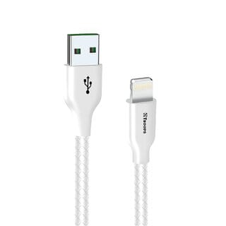 TP TROOPS Unbreakable 2.5A Fast Charging Tough Braided lightning USB Data Cable - 1 Meter-White-TP-2284-White