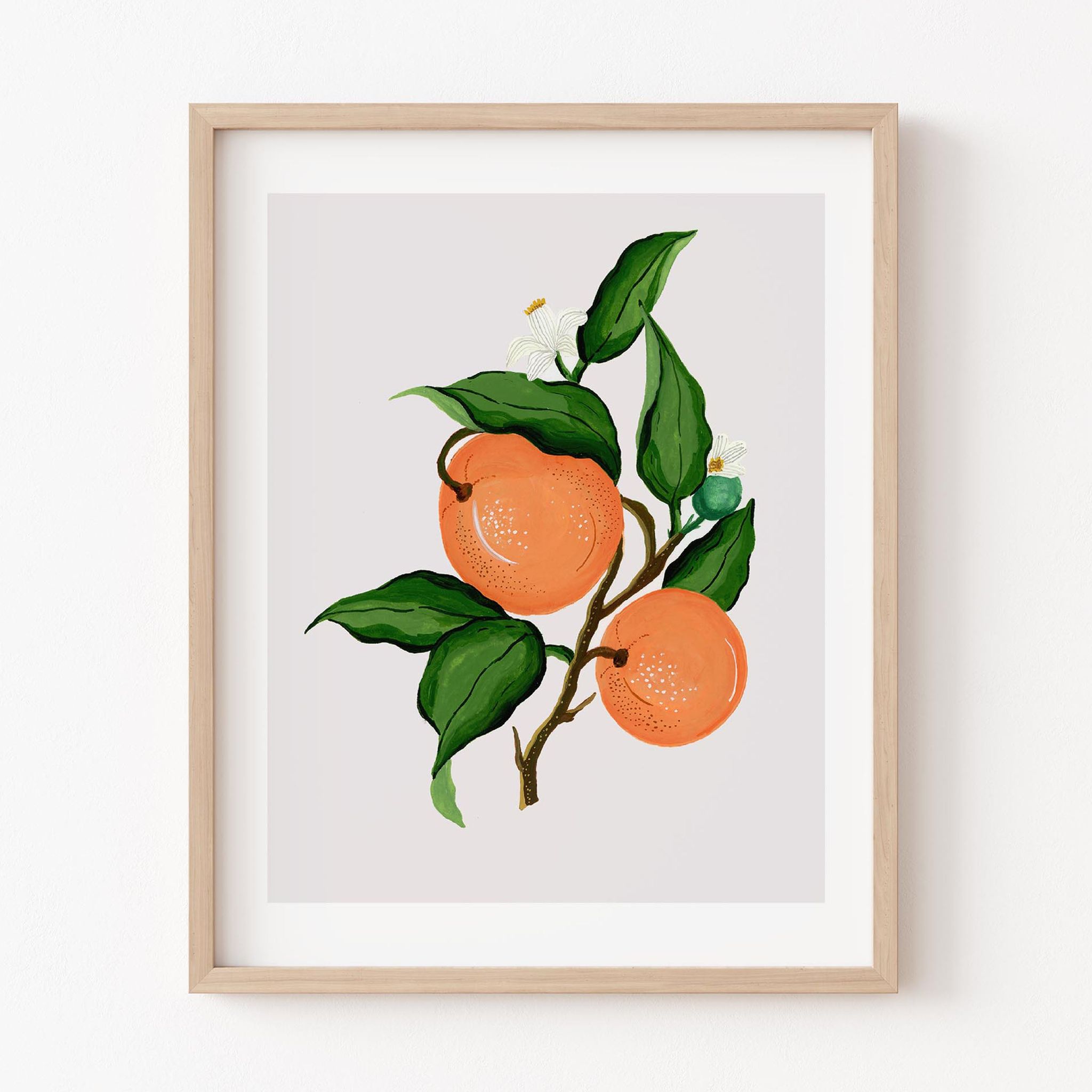 Mandarin Botanical Wall Art Frame-8x10 inches / White Frame