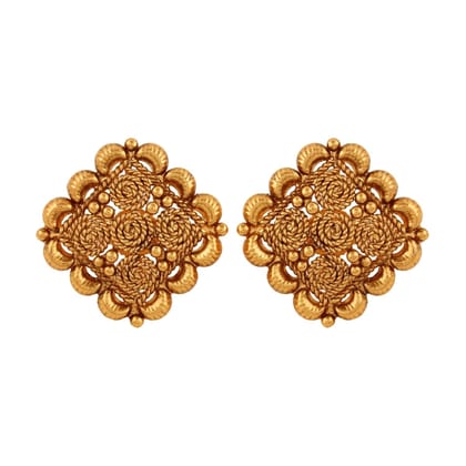 Antique Gold-Plated Stud Earrings  Traditional Handcrafted Ethnic Jewelry for Women