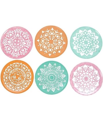 PRANSUNITA Laser Cutted Rangoli Plastic Stencil Tools, 8 inches Round, Heavy Duty Reusable Traditional Stencils for Diwali, Pongal, Weddings Decorations, Pack of 6 Different Designs
