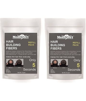 Mensport Hair Building Fiber Instant Fuller Hair Refill Pack (Black) 25 gm Pack of 2
