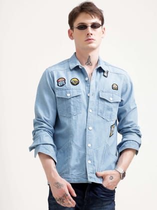 Ice denim blue shirt men-M