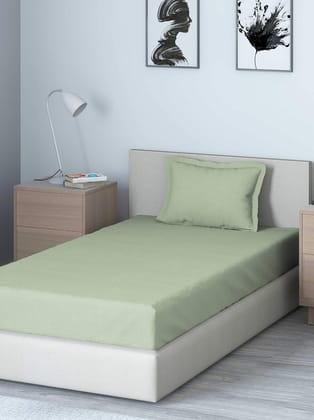 DDECOR - Vital Textures Collection 100% Cotton Textures Pattern 150TC Single Bedsheet|152 CM X 224 CM| - Green