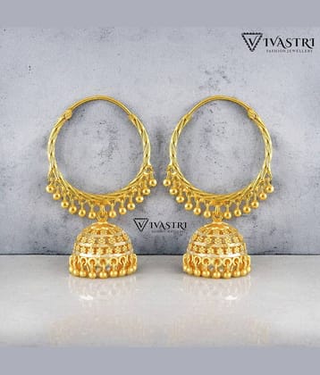 VIVASTRI Golden Jhumki Earrings ( Pack of 1 )