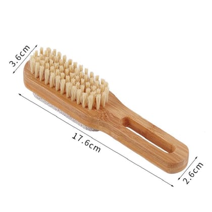 NIDY® Foot Brush & Pumice Stone with Handle - Callus & Corn Remover, Exfoliator & Scrubber for Dry, Dead Skin on Feet - Natural Bristles & Stone with Wooden Handle - Men & Women