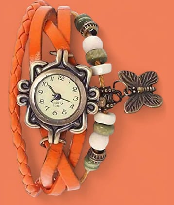 DECLASSE Orange Leather Analog Womens Watch
