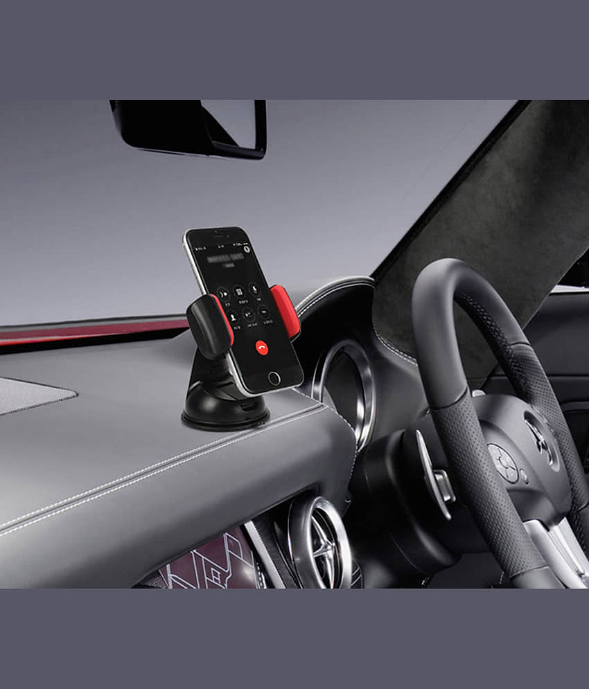 Flenzy Windshield Only Single Clamp Car Mobile Holder - Red
