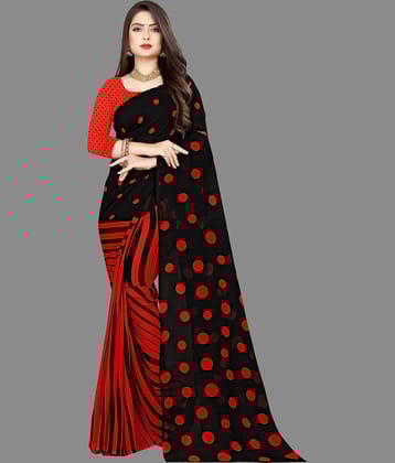 ANAND SAREES Georgette Printed Saree With Unstitched Blouse Piece ( Red )