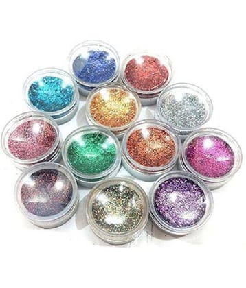 Chiranjeevi Eye care Thick Shimmer Glitter Eyes Powder Colours Pack Of 12