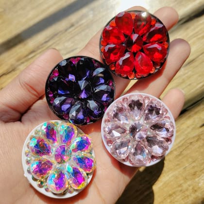 Collapsible Diamond Pop Socket-AB White