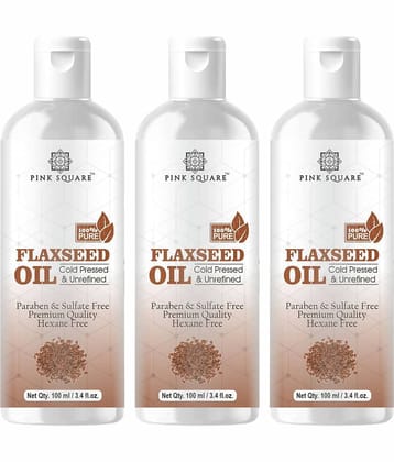 pink square 100% Cold Pressed Pure Flaxseed Oil For Hair Growth 300 mL Pack of 3