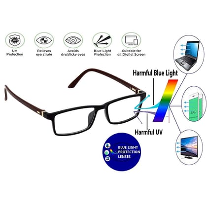 Hrinkar Zero Power Computer Glasses for Eye Protection with Blue Light Filter and Anti-Glare for Men & Women | Brown and Black | HBCT-FRM-BK-BWN-15