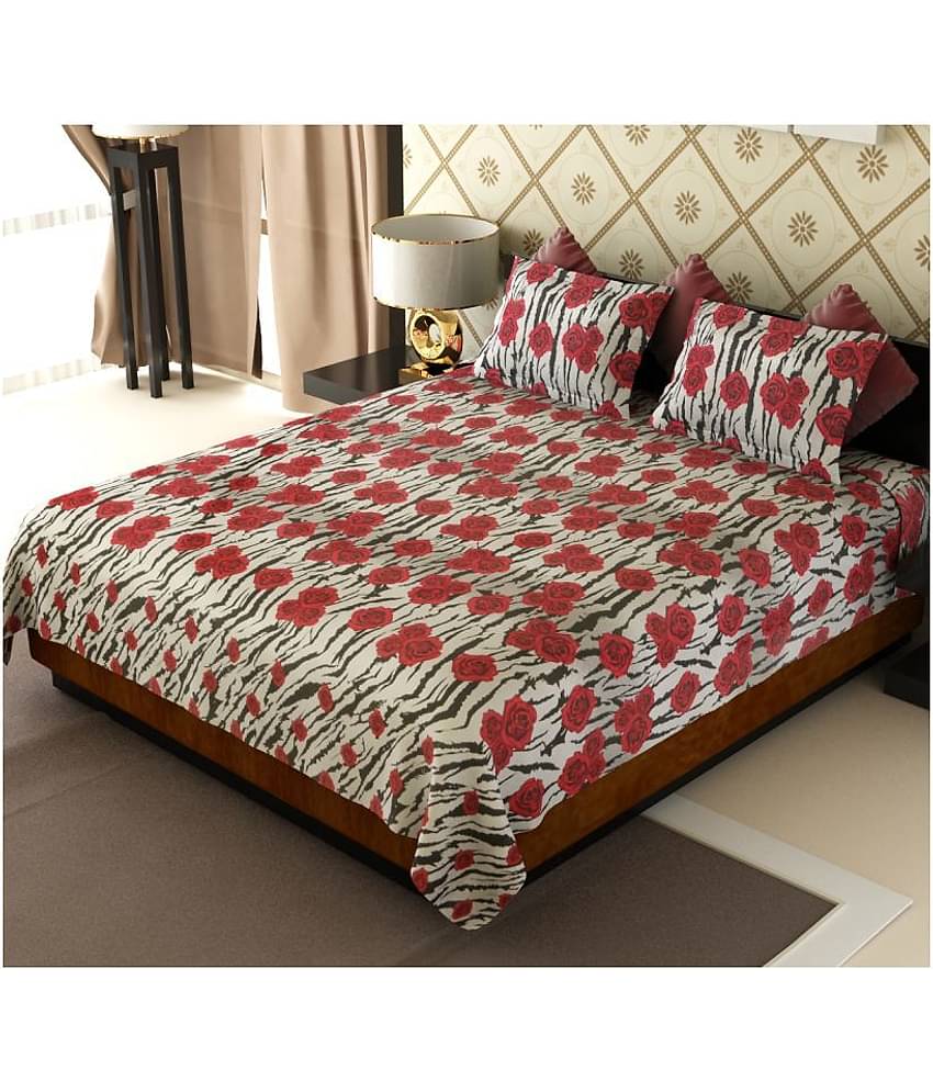 Home Candy Poly Cotton Double Bedsheet with 2 Pillow Covers ( 230 cm x 220 cm )