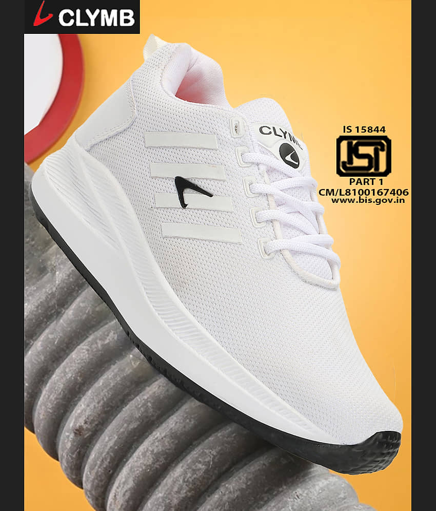 Clymb JIMMY White Men's Sports Running Shoes