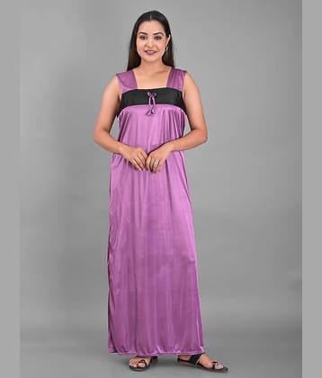 Apratim - Purple Satin Women's Nightwear Nighty & Night Gowns ( Pack of 1 )