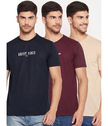 UBX Pack of 3 Cotton Blend Regular Fit Men's T-Shirt ( Pink )