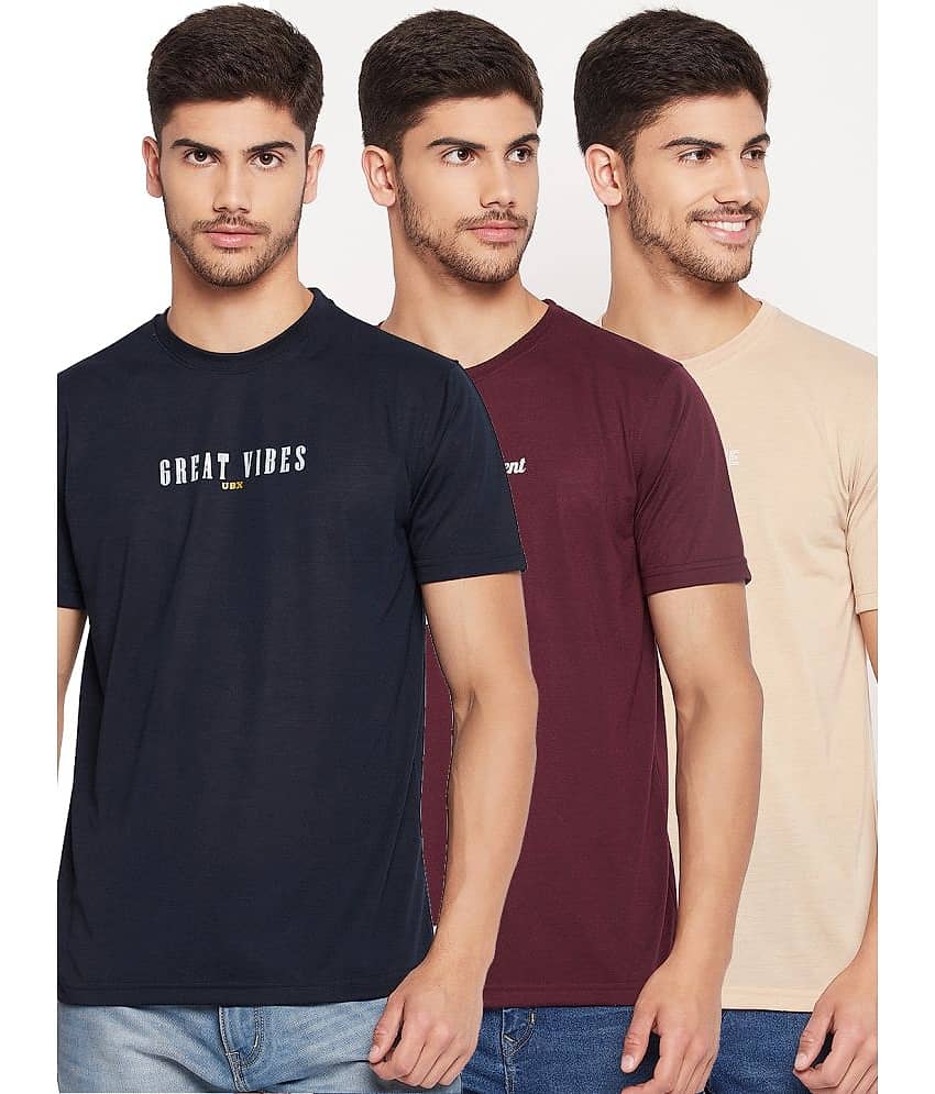 UBX Pack of 3 Cotton Blend Regular Fit Men's T-Shirt ( Pink )