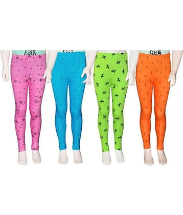FnMe Pack of 4 Girls Cotton Leggings ( Baby Pink )