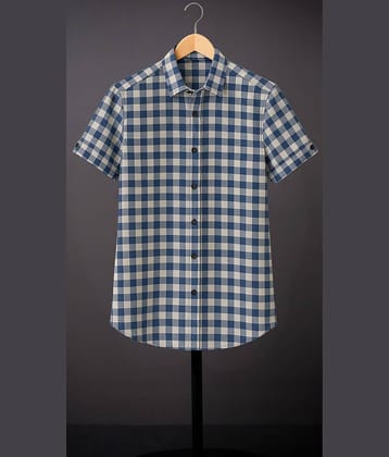 KITWELL Cotton Blend Regular Fit Checks Half Sleeves Men's Casual Shirt - Blue ( Pack of 1 )