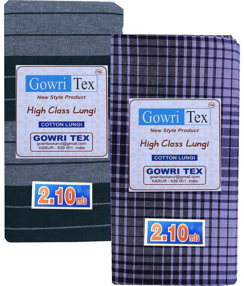 GOWRI TEX Cotton Blend Men's Lungi Multicolor ( Pack of 2 )