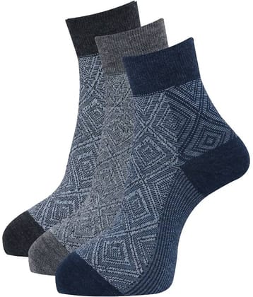 Dollar - Woollen Men's Printed Multicolor Ankle Length Socks ( Pack of 3 )